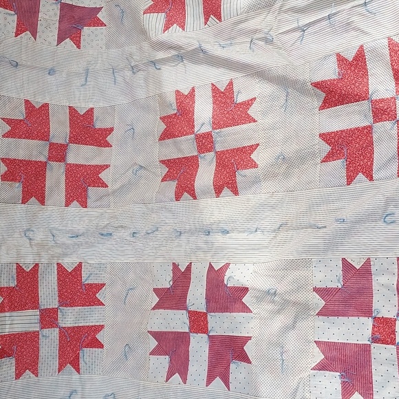 Vintage Handmade Quilt By Grandma Vintage Material Star Burst Design XLG - Picture 6 of 10